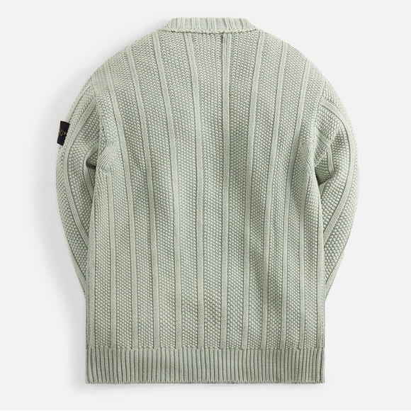 STONE ISLAND PURE WOOL REVERSE STITCH KNIT CREWNECK IN SAGE - Picture 2 of 16